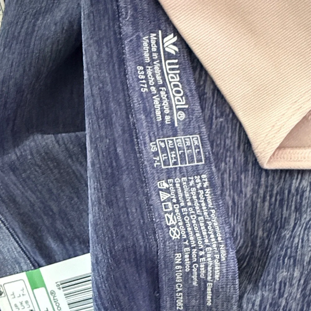 Four Wacoal High-Waisted Panties in Navy Denim Blue and Blush - Picture 7 of 7